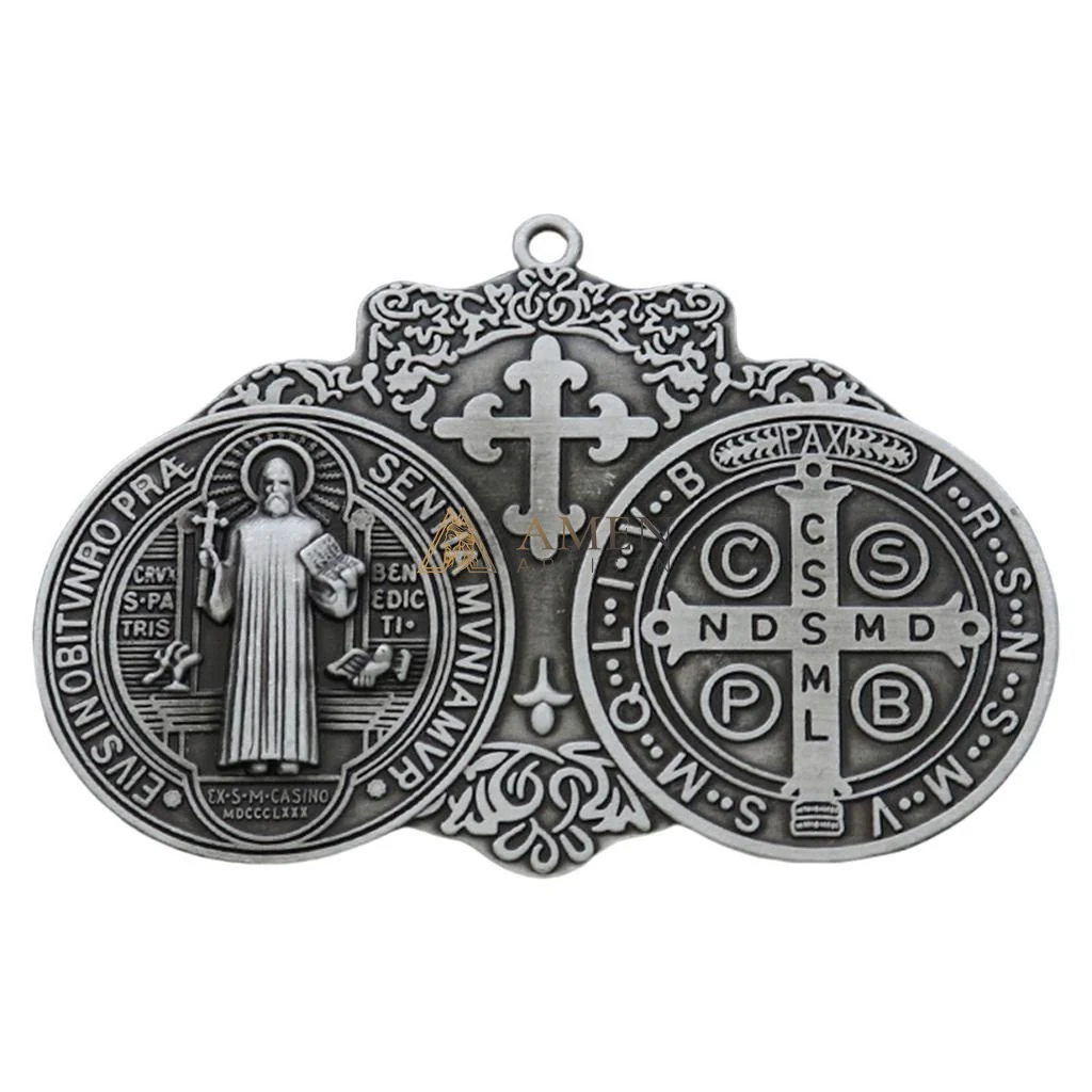 Saint Benedict Double Medallion Pendant Ornament  Amen Artisan - Image 8