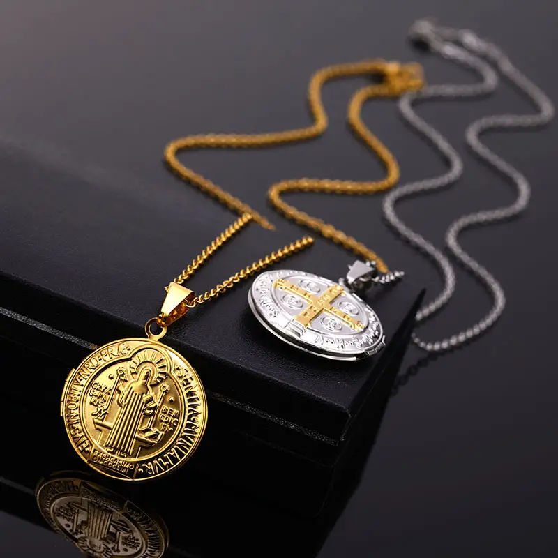 Saint Benedict Medal Locket Pendant Amen Artisan - Image 3