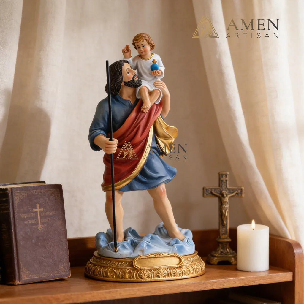 Saint Joseph and Child Jesus Statue Amen Artisan - Image 3