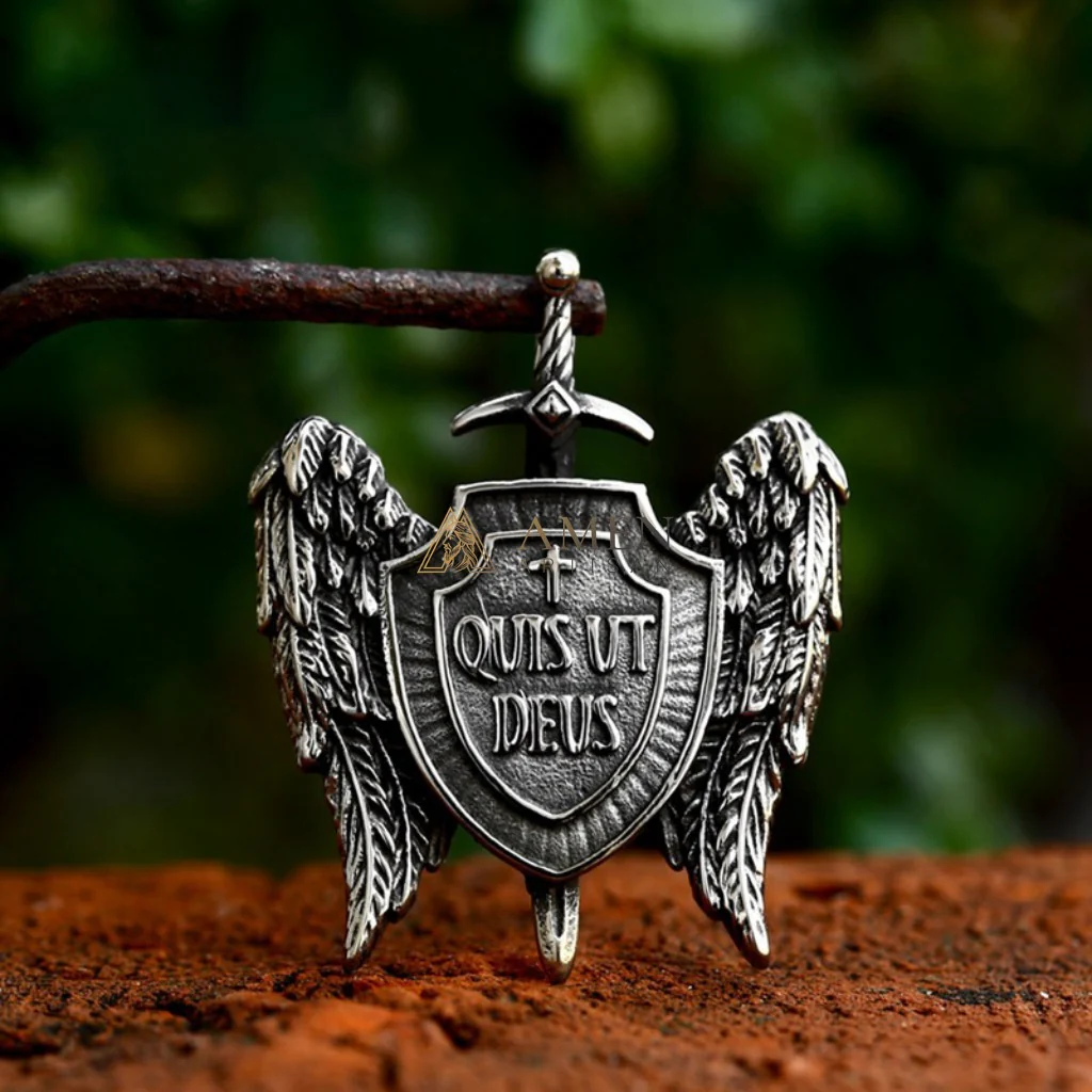 Saint Michael Shield Pendant Necklace Amen Artisan - Image 2