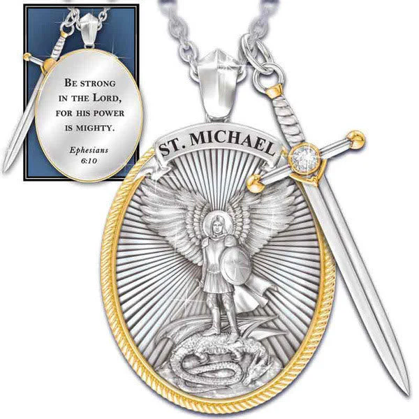 St Michael Necklace - Sword and Shield - Amen Artisan - Image 2