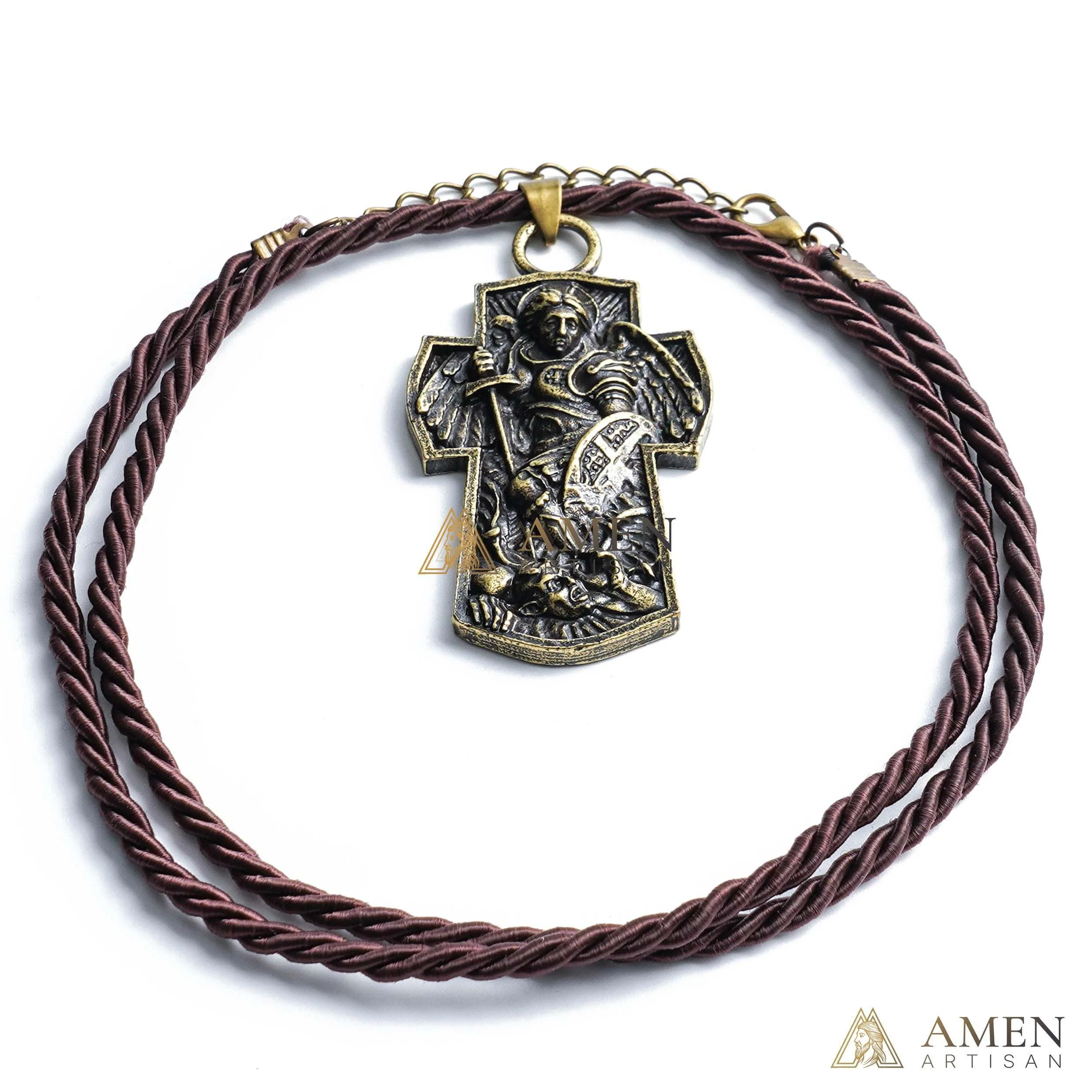 St Michael Necklace - Vintage Archangel Pendant Necklace - Amen Artisan - Image 4