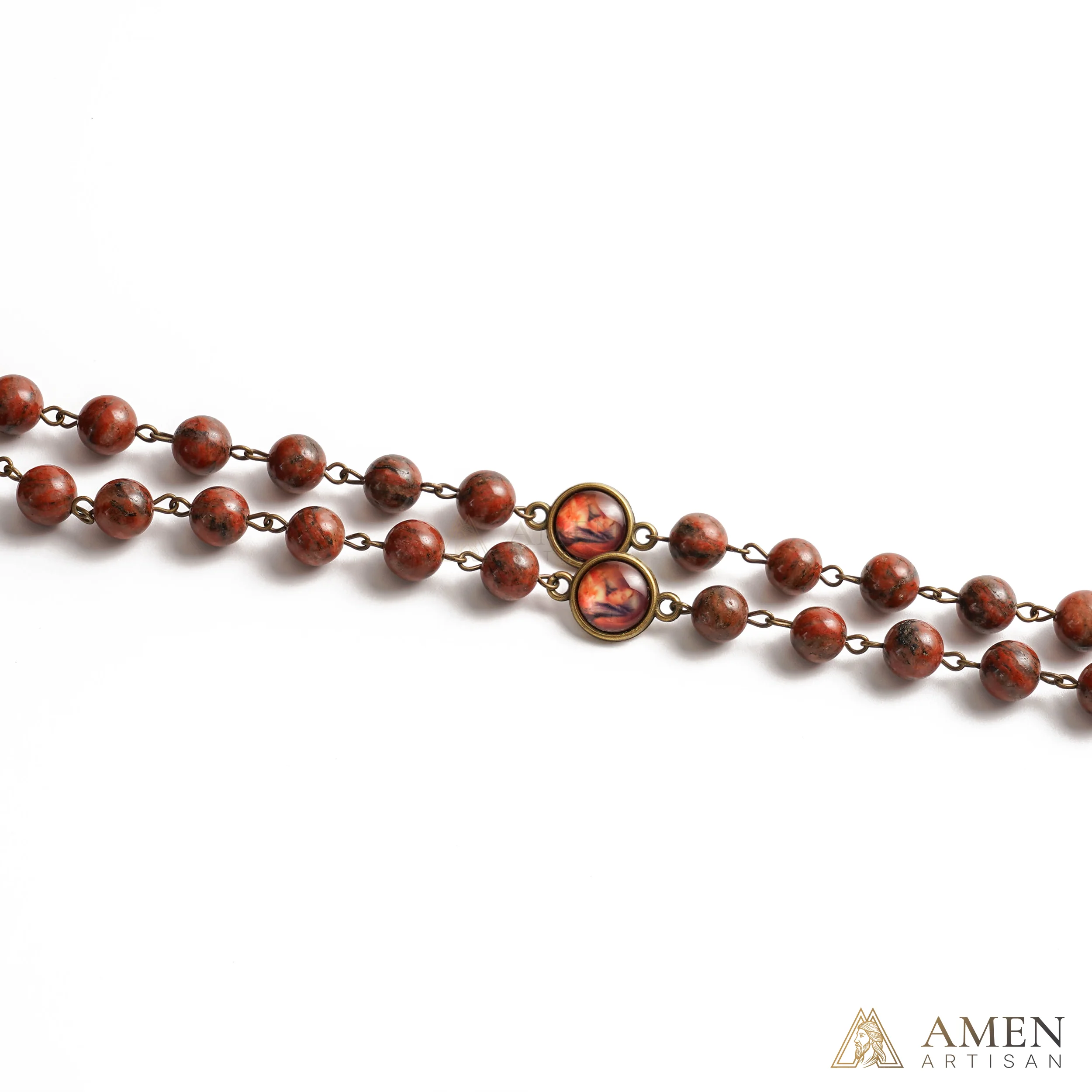 Red Sesame Stone Chaplet of the Seven Sorrows of Mary Amen Artisan - Image 4