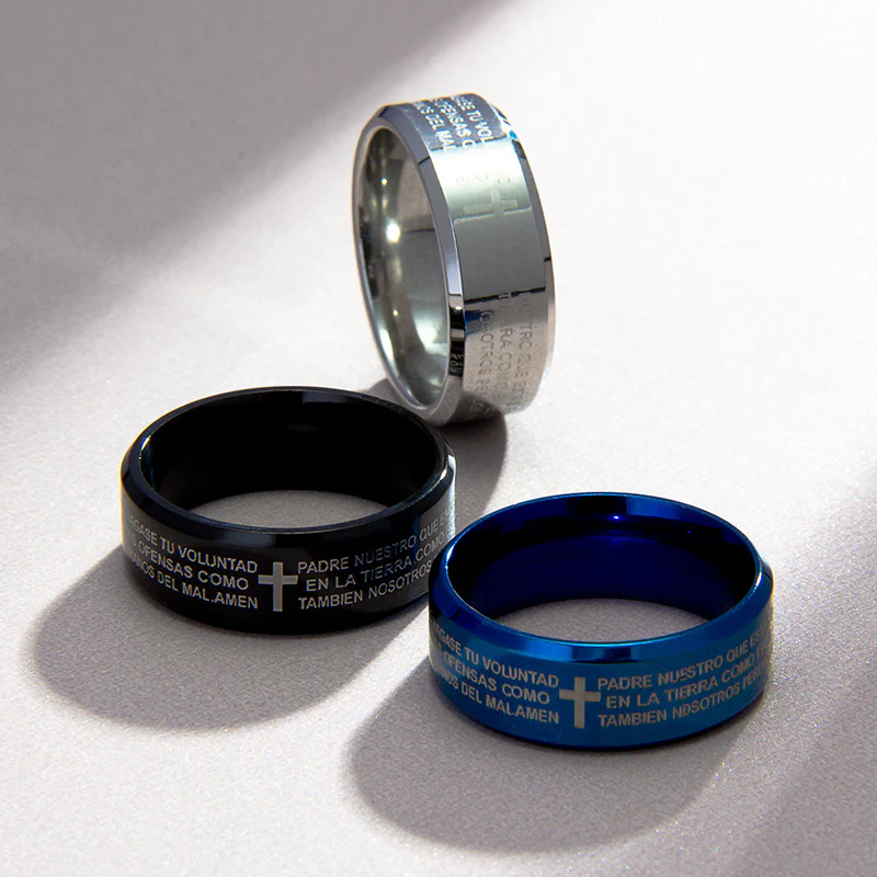 Titanium Steel Cross Scripture Ring | Amen Artisan - Image 2