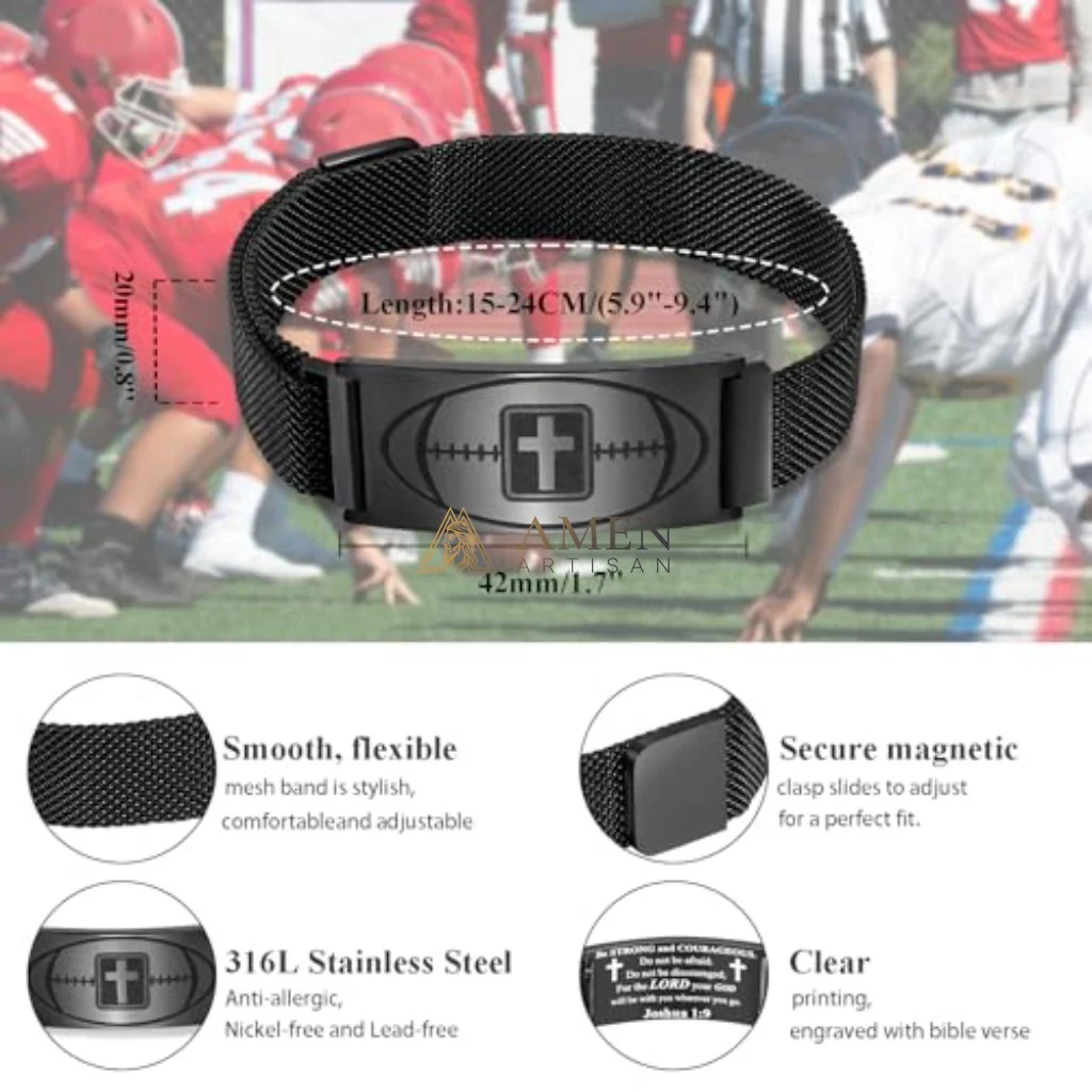 Titanium Steel Positive Energy Football Bracelet Amen Artisan - Image 3