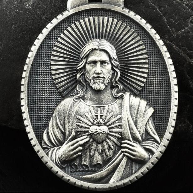 Vintage Sacred Heart of Jesus Pendant | Heritage Faith Jewelry, Classic Religious Necklace Amen Artisan - Image 2