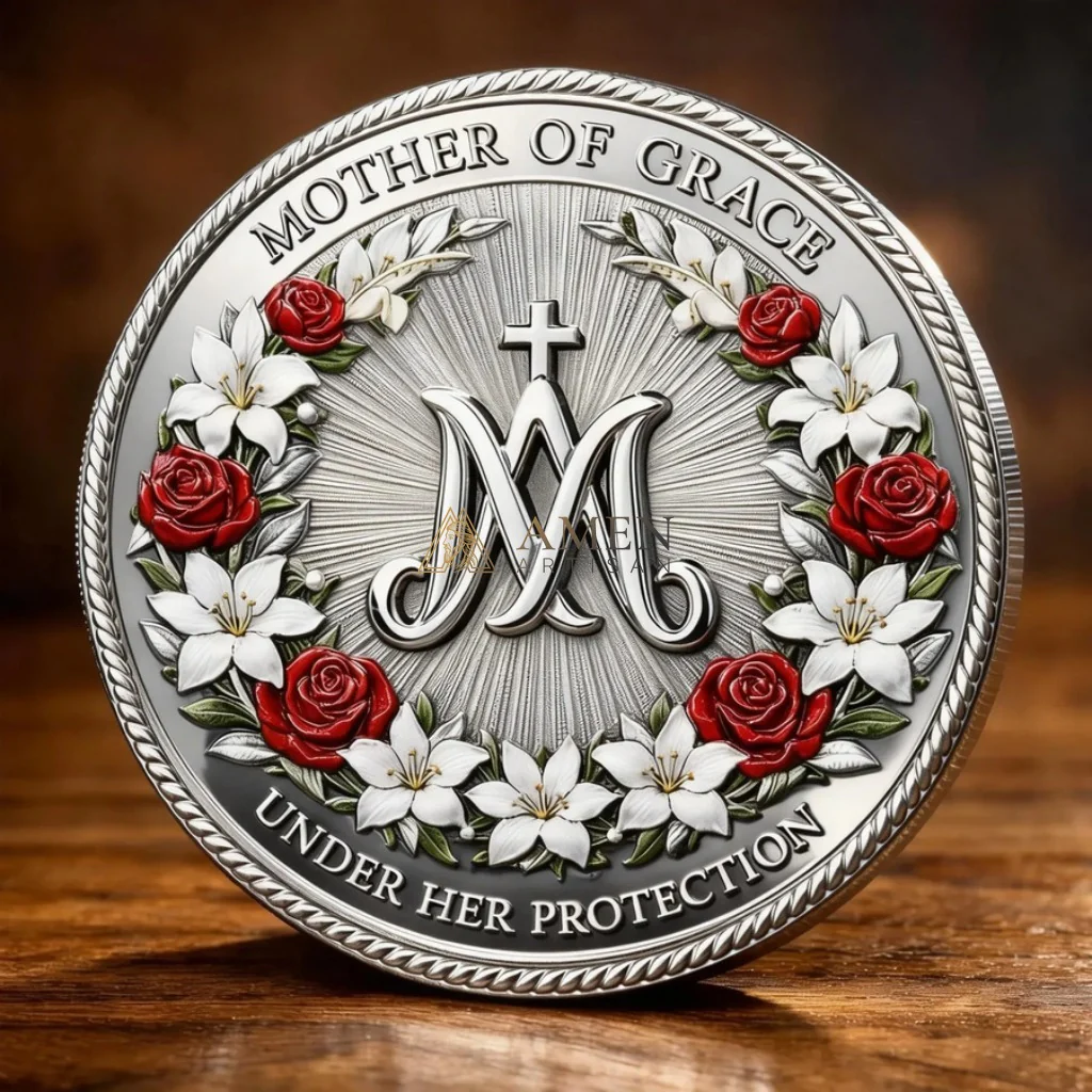 Virgin Mary & Christ Child Commemorative Coin Amen Artisan - Image 2