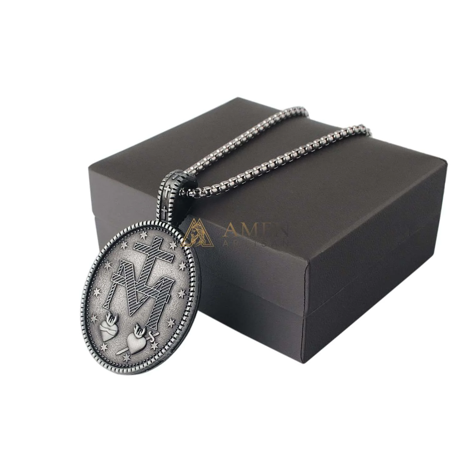 Virgin Mary Titanium Stee Pendent Amen Artisan - Image 8
