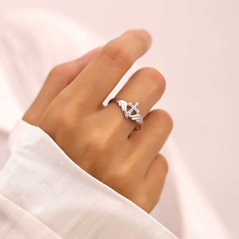 Wings Diamond Cross Ring - Image 4