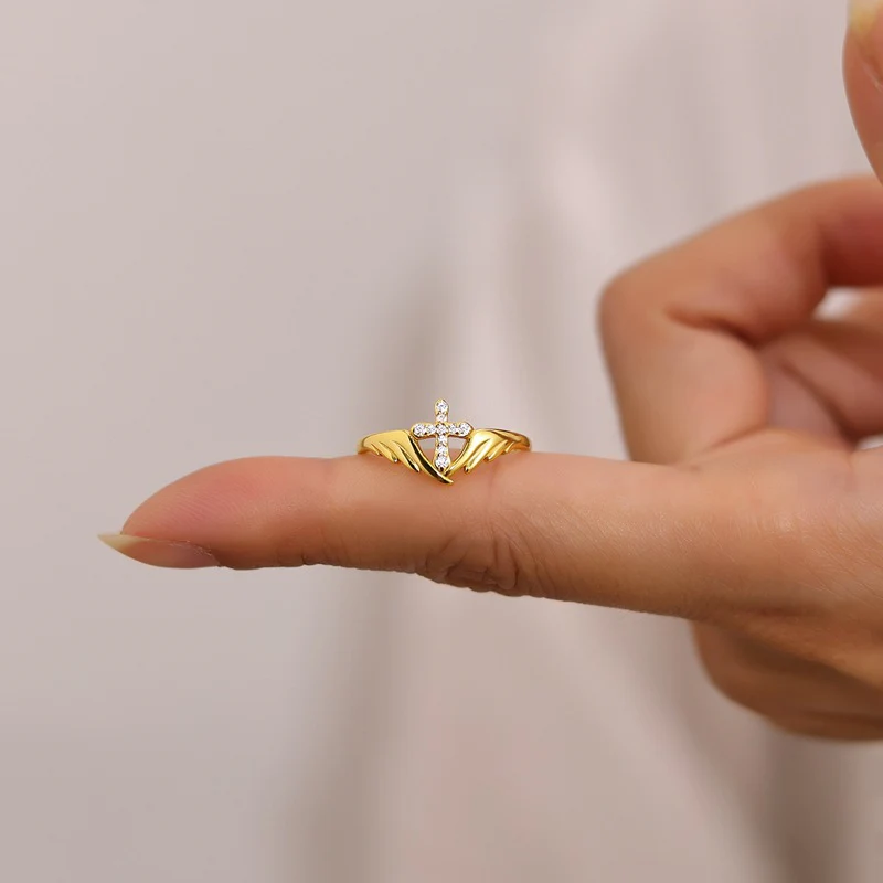 Wings Diamond Cross Ring - Image 5