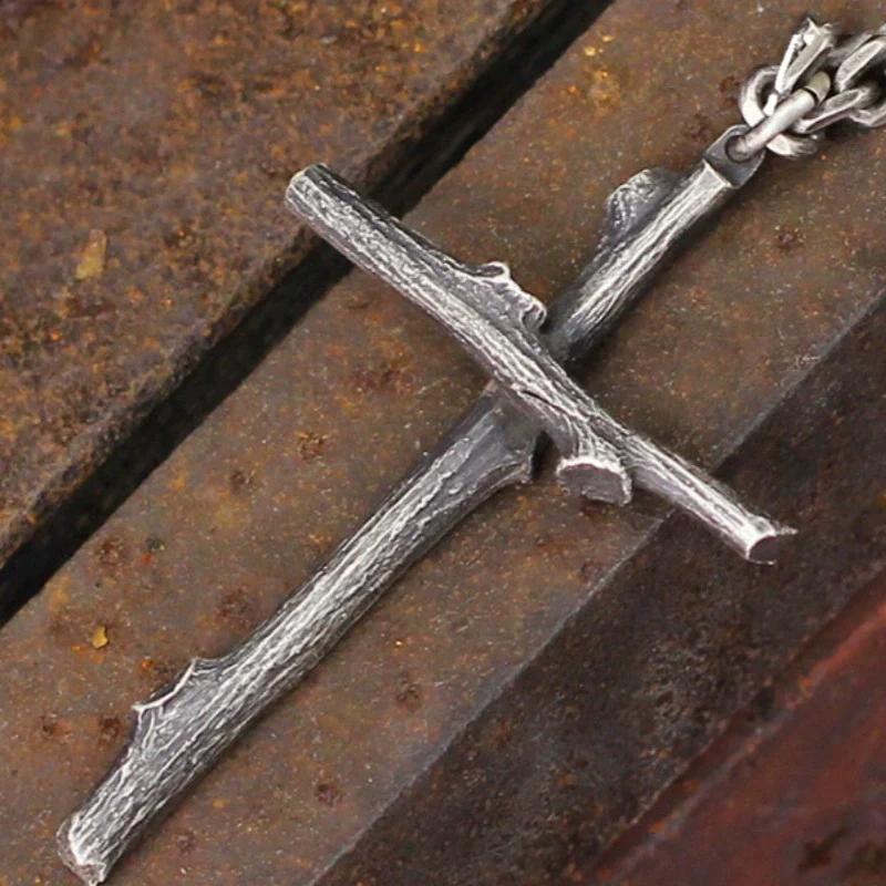 Wood Branch Cross Realistic Necklace Amen Artisan - Image 4