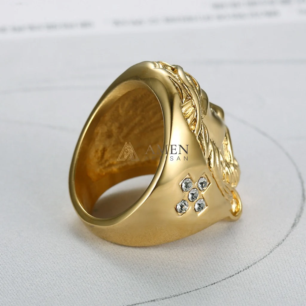 Zircon Jesus Crown of Thorns Ring Amen Artisan - Image 3